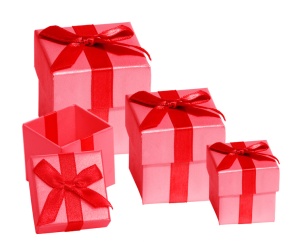 Four Red Gift Boxes